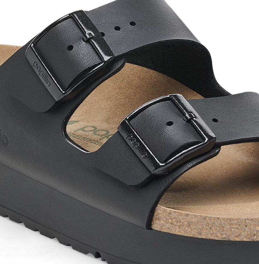 Birkenstock Arizona PAP Flex Platform Birko-Flor Sandals Black