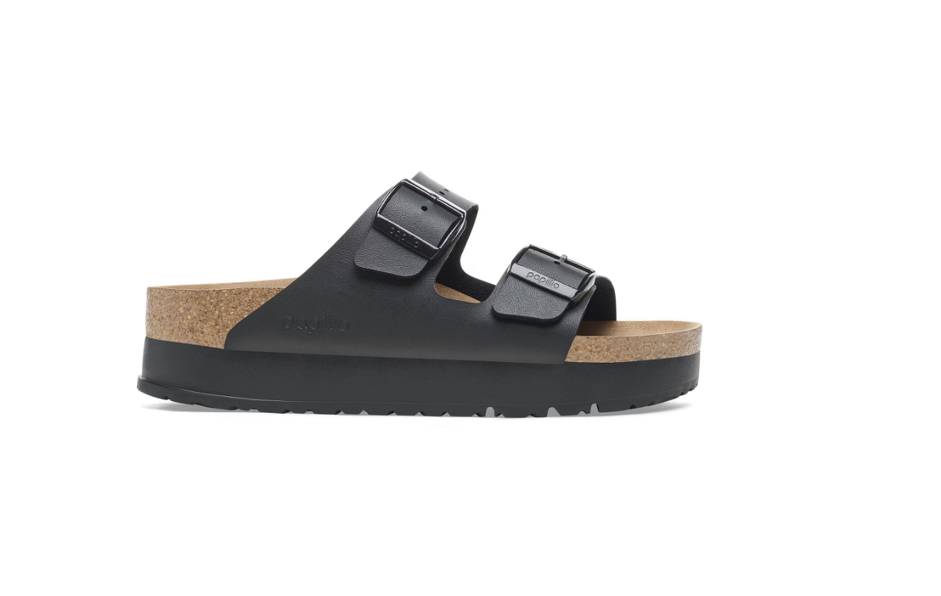 Birkenstock Arizona PAP Flex Platform Birko-Flor Sandals Black