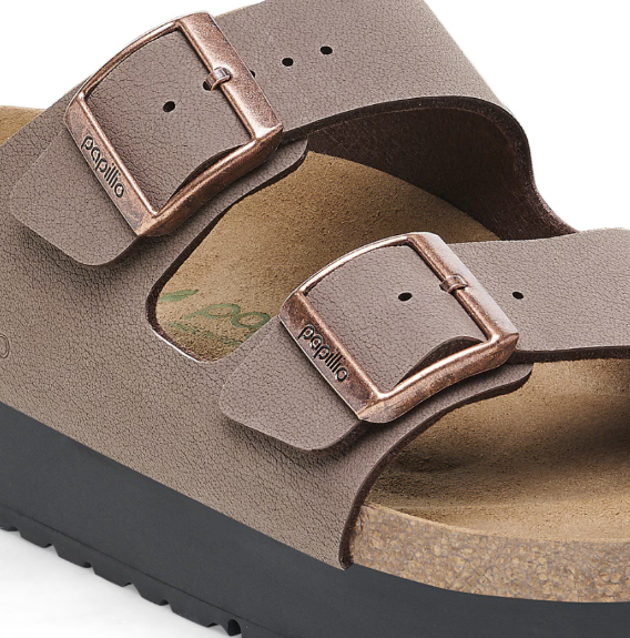 Birkenstock Arizona PAP Flex Platform Birko-Flor Sandals Mocca