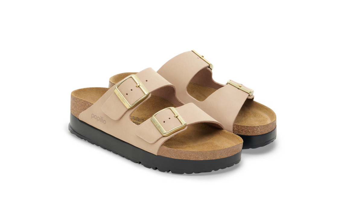 Birkenstock Arizona PAP Flex Platform Nubuck Leather  - Sandcastle, Narrow