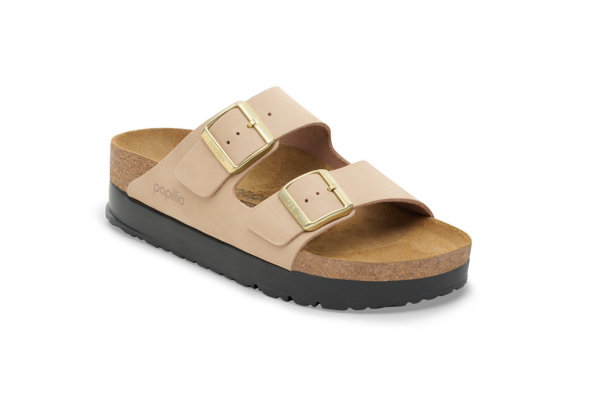 Birkenstock Arizona PAP Flex Platform Nubuck Leather  - Sandcastle, Narrow