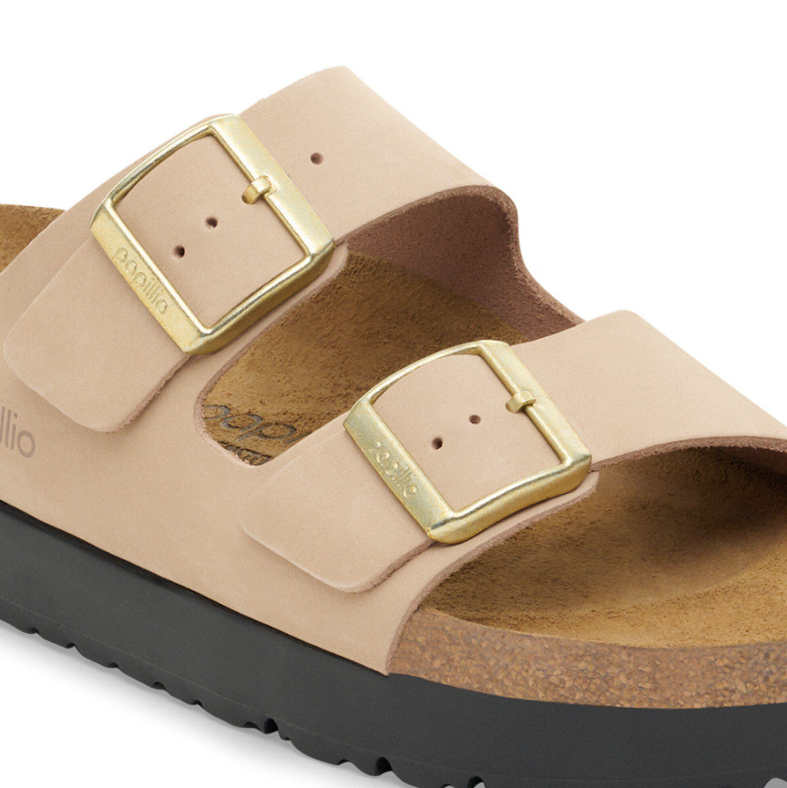 Birkenstock Arizona PAP Flex Platform Nubuck Leather  - Sandcastle, Narrow