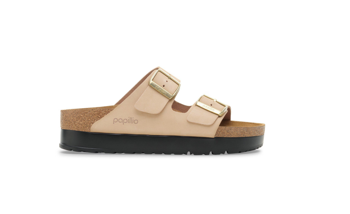 Birkenstock Arizona PAP Flex Platform Nubuck Leather  - Sandcastle, Narrow