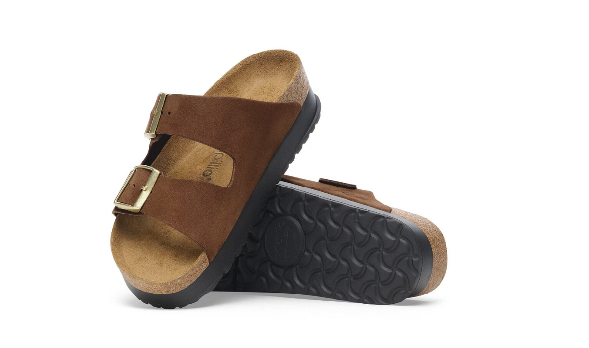 Birkenstock Arizona PAP Flex Platform Nubuck Leather - Tea, Narrow