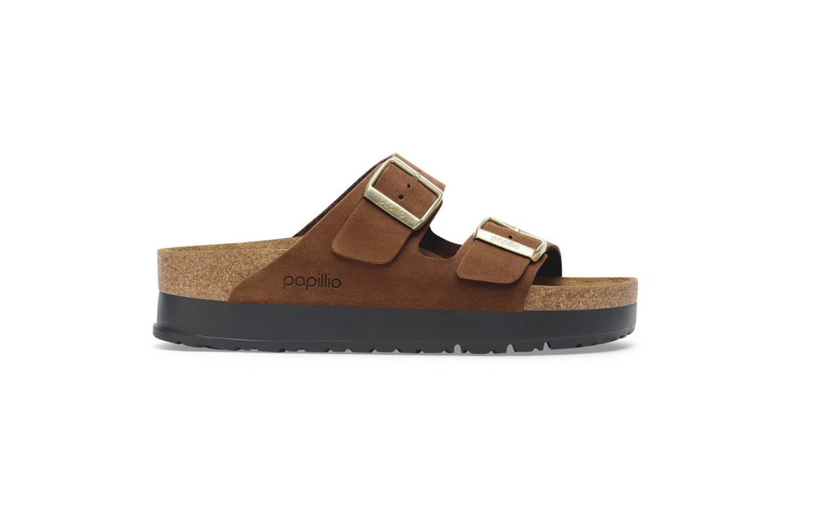 Birkenstock Arizona PAP Flex Platform Nubuck Leather - Tea, Narrow