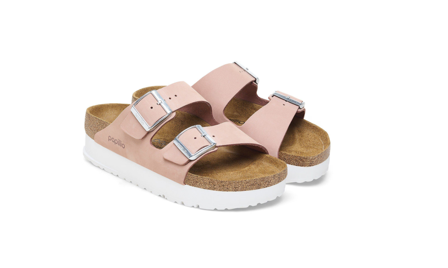 Birkenstock Arizona PAP Flex Platform Nubuck Leather Soft Pink