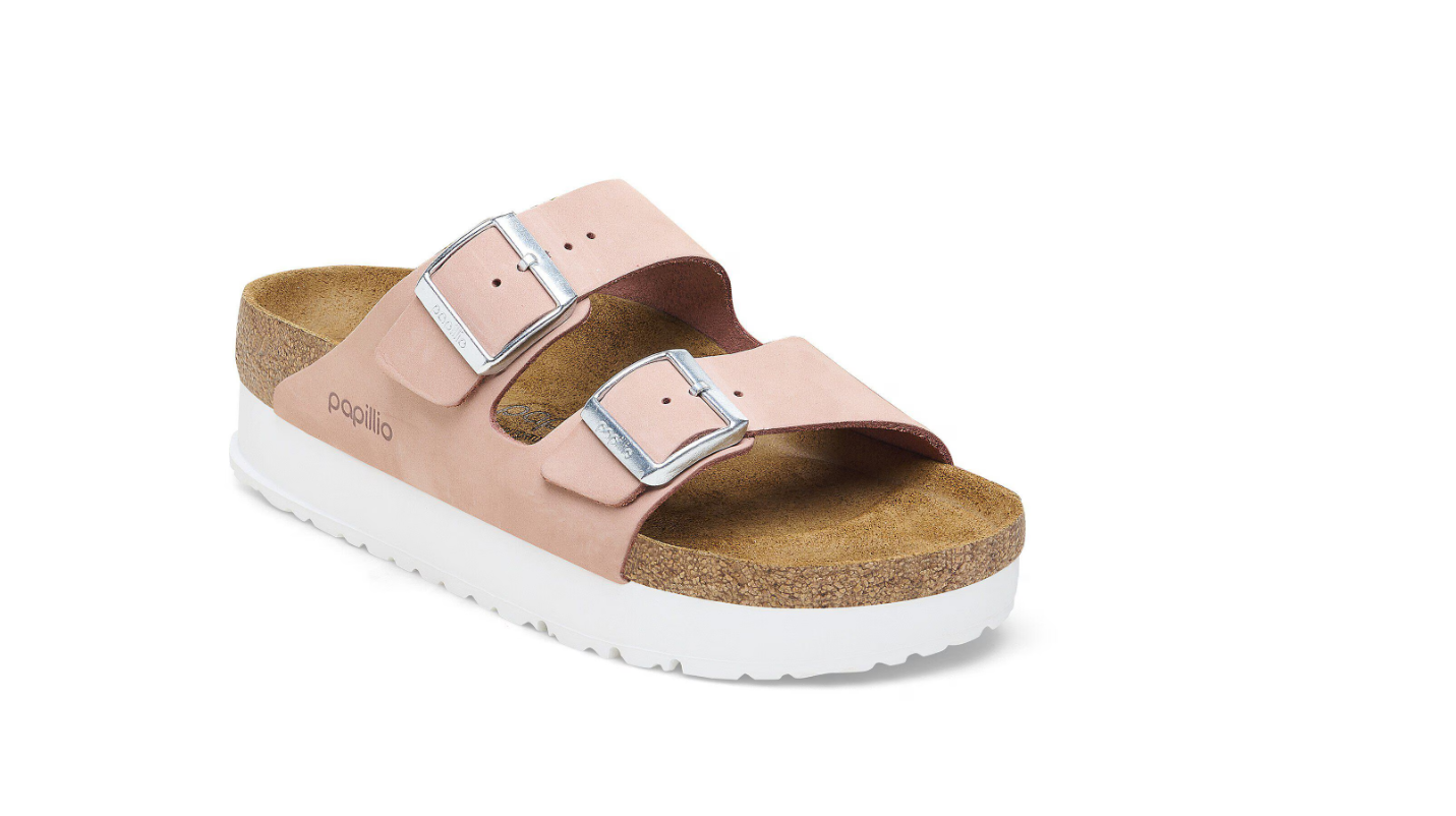 Birkenstock Arizona PAP Flex Platform Nubuck Leather Soft Pink