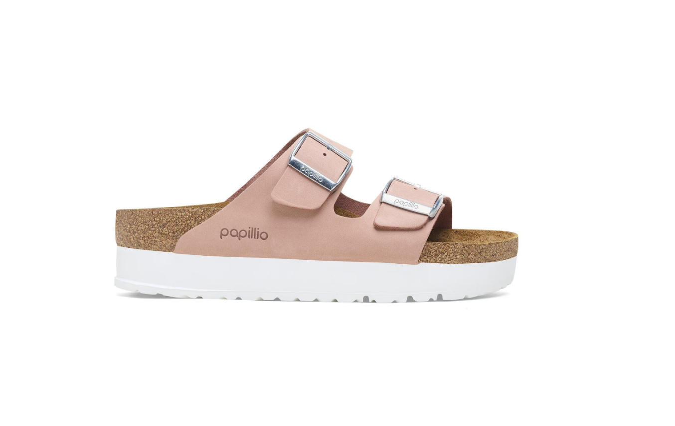 Birkenstock Arizona PAP Flex Platform Nubuck Leather Soft Pink