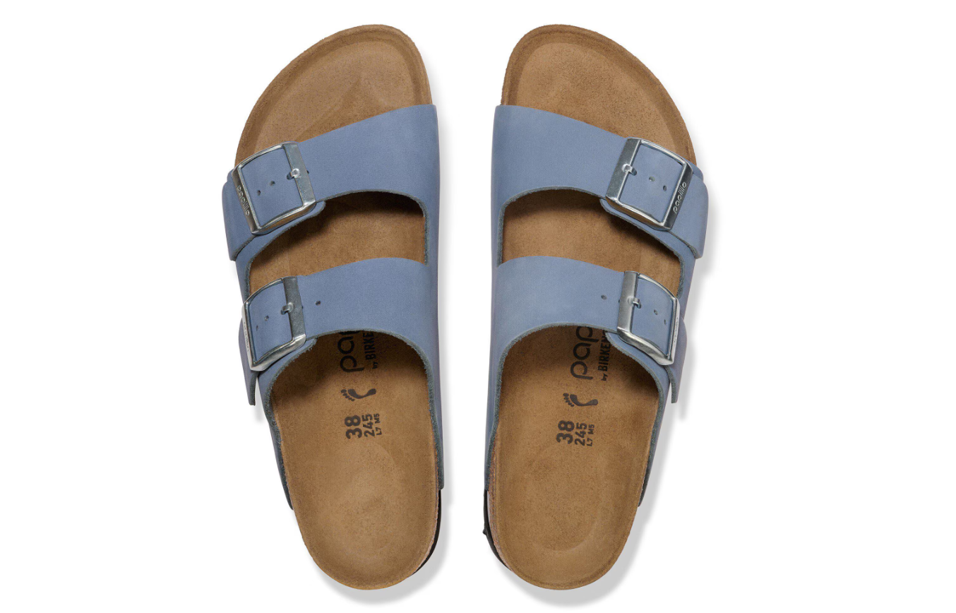 Birkenstock Arizona PAP Flex Platform Nubuck Leather Stone Blue