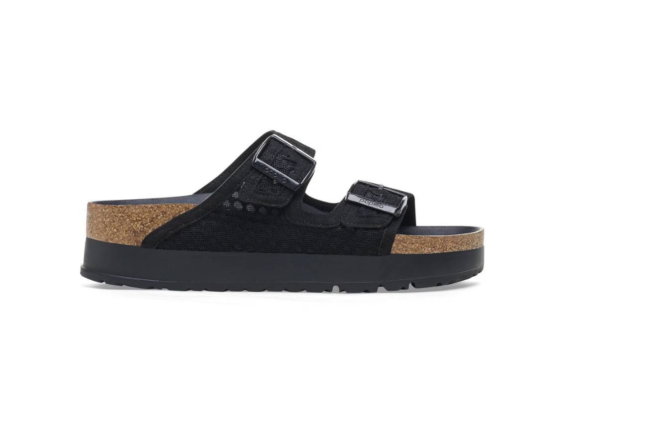 Birkenstock Papillio Arizona French Piping Flex Platform Black