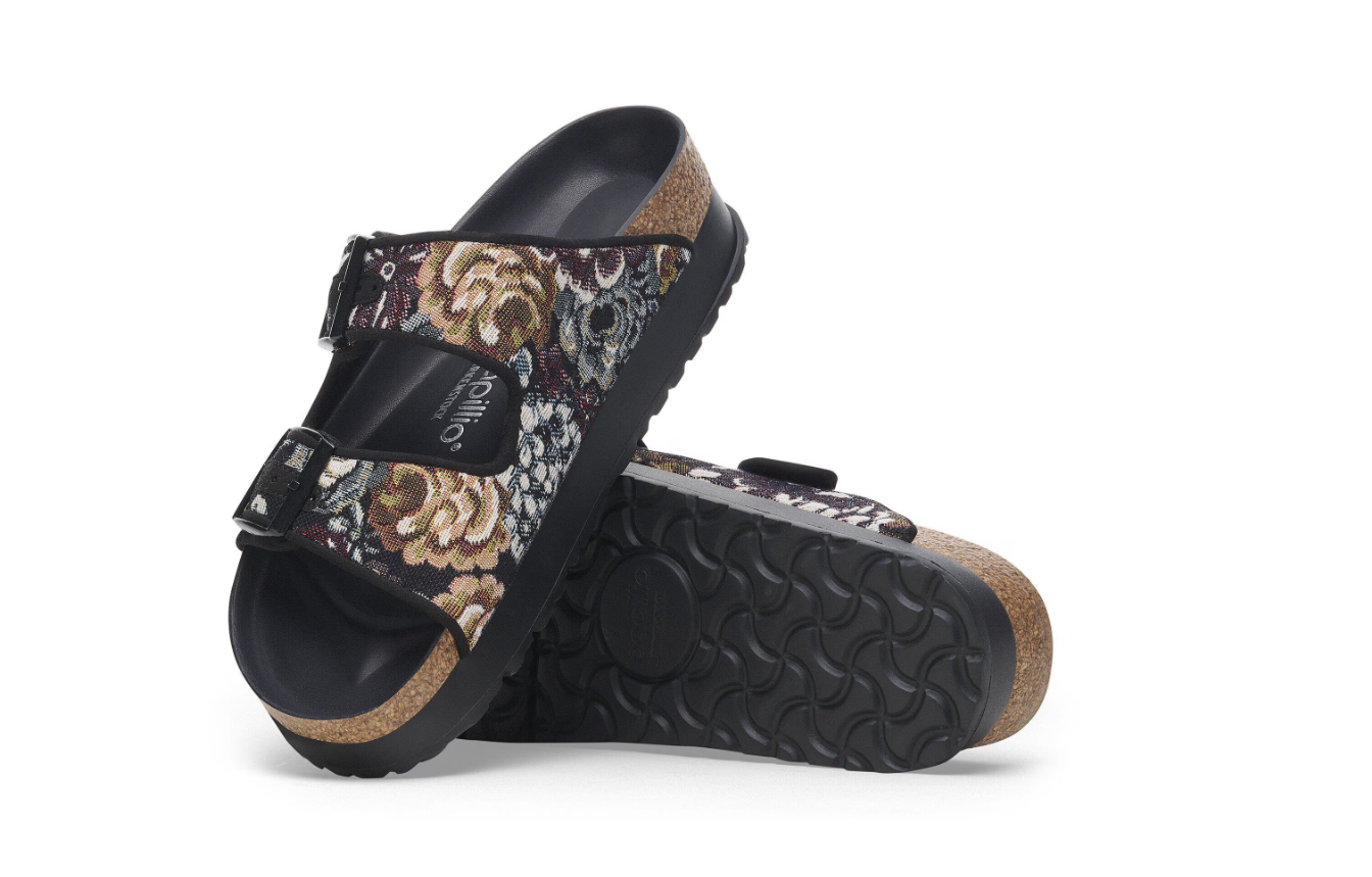 Birkenstock Papillio Arizona French Piping Flex Platform Brocade Black