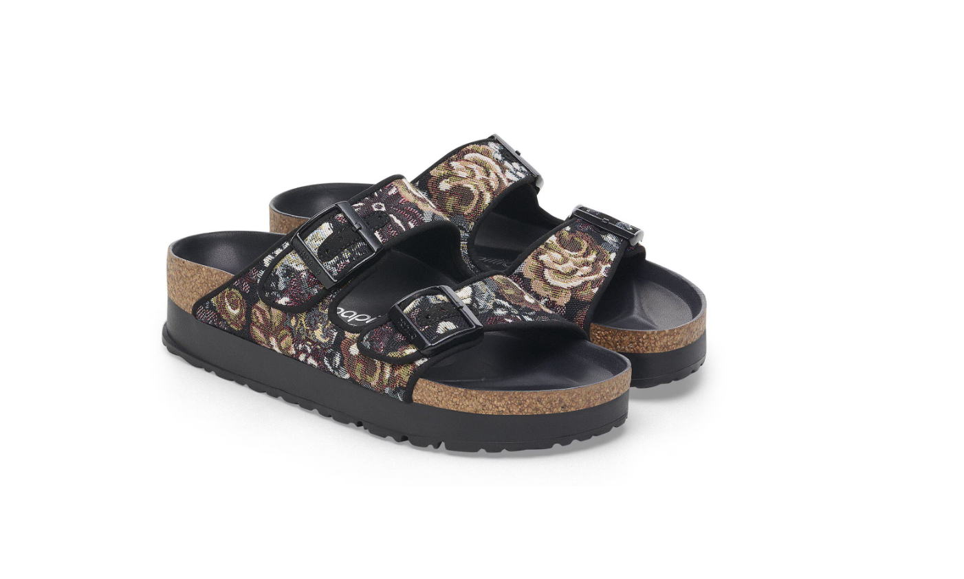 Birkenstock Papillio Arizona French Piping Flex Platform Brocade Black