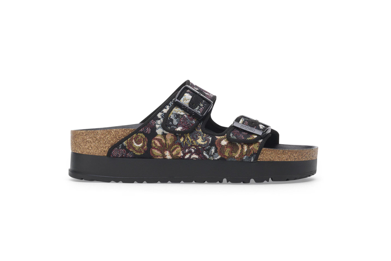 Birkenstock Papillio Arizona French Piping Flex Platform Brocade Black