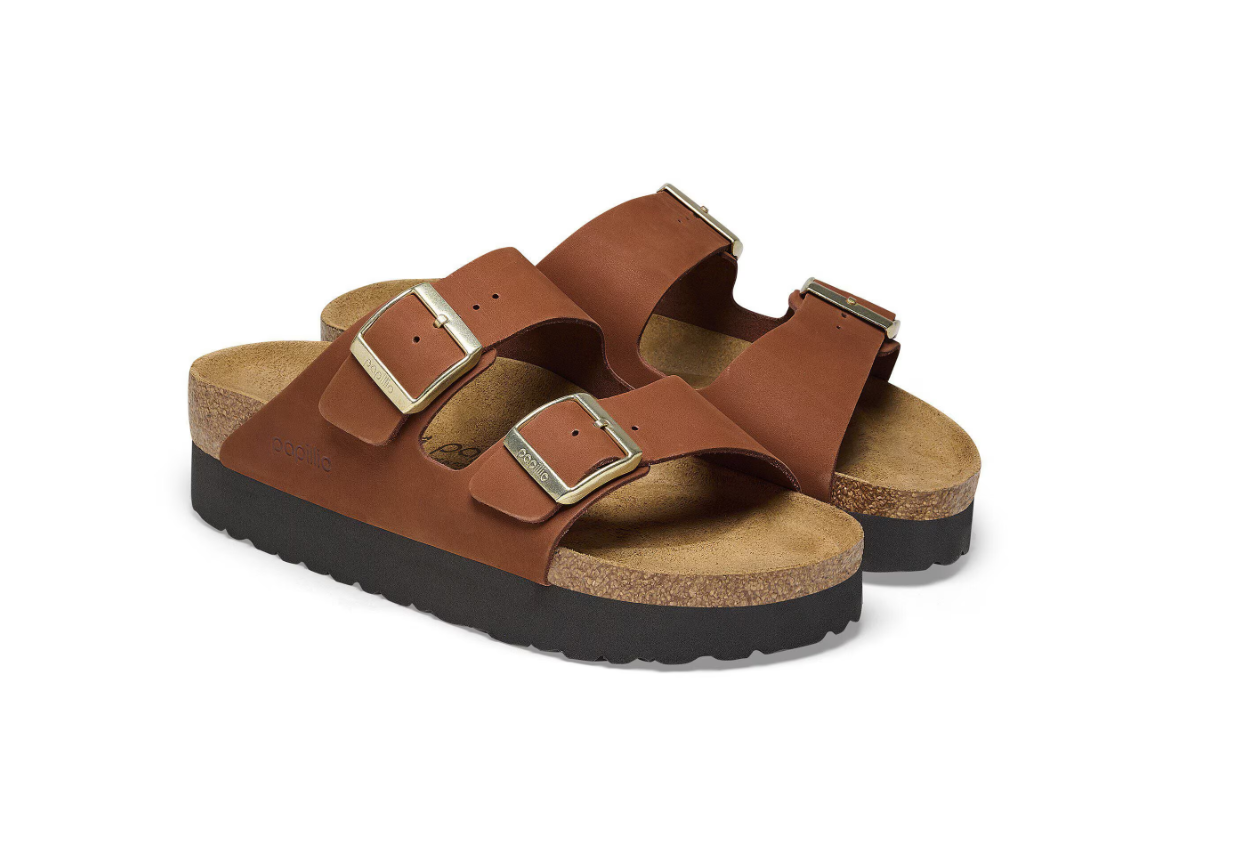 Birkenstock Arizona Platform Nubuck Leather Pecan