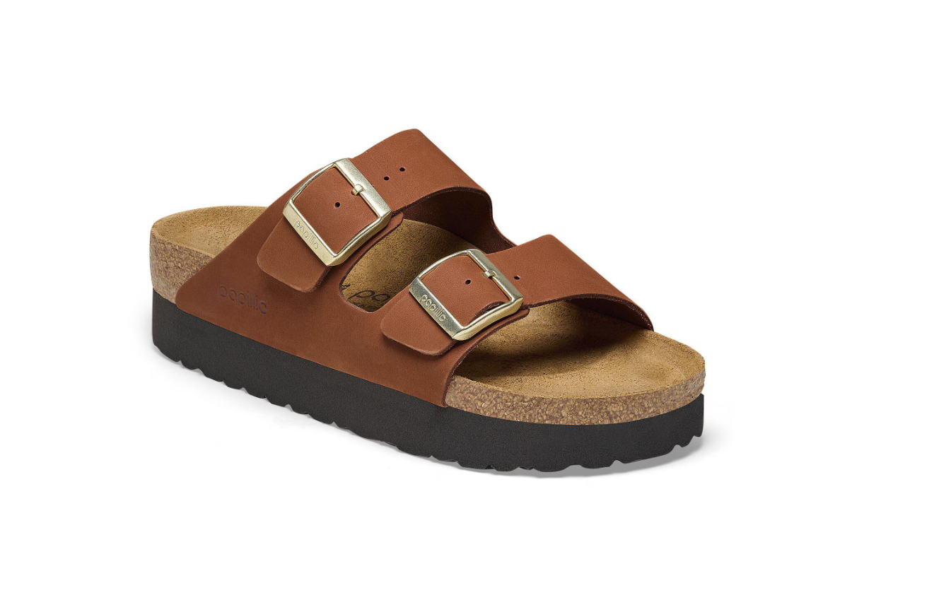 Birkenstock Arizona Platform Nubuck Leather Pecan