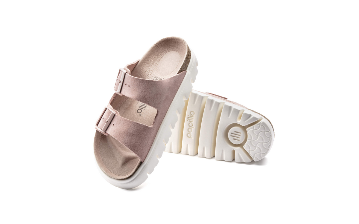 Birkenstock Arizona Platform Suede Leather Soft - Pink, Narrow