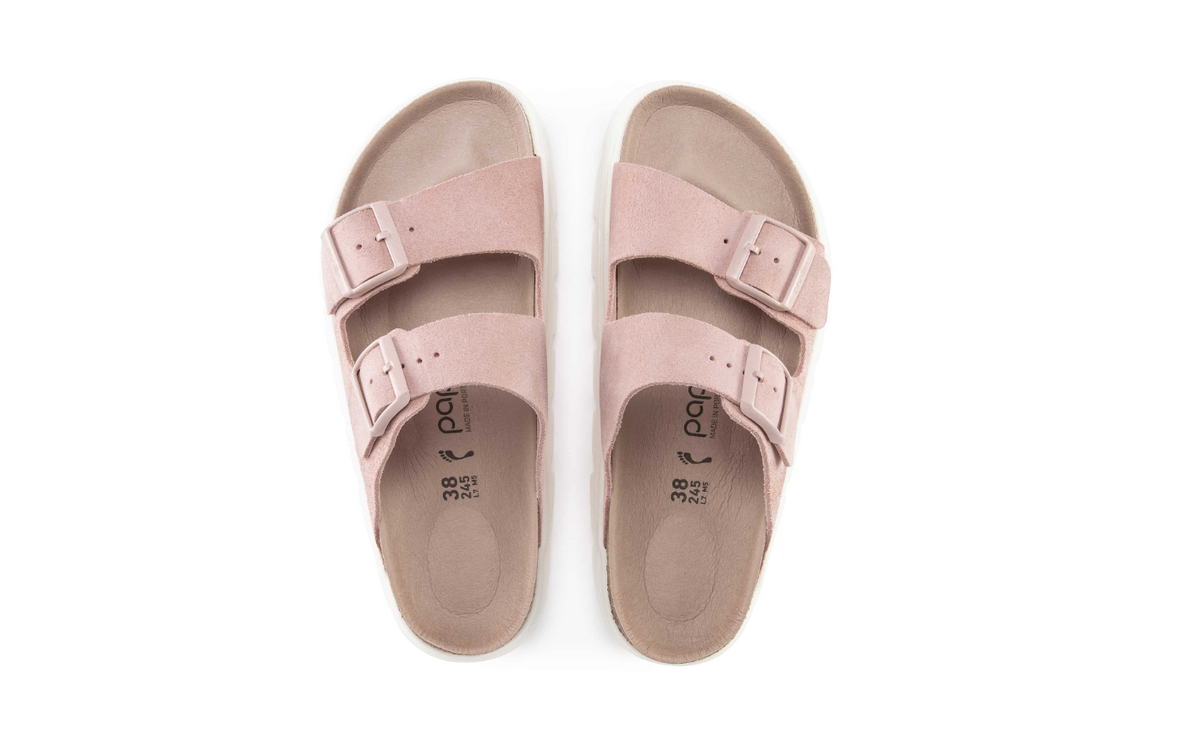 Birkenstock Arizona Platform Suede Leather Soft - Pink, Narrow