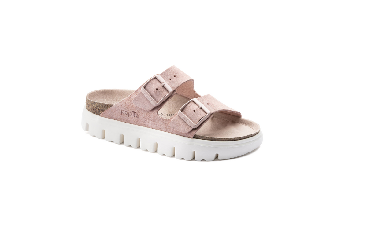 Birkenstock Arizona Platform Suede Leather Soft - Pink, Narrow