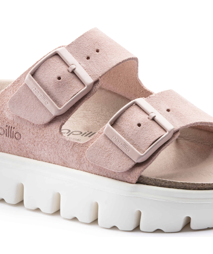 Birkenstock Arizona Platform Suede Leather Soft - Pink, Narrow