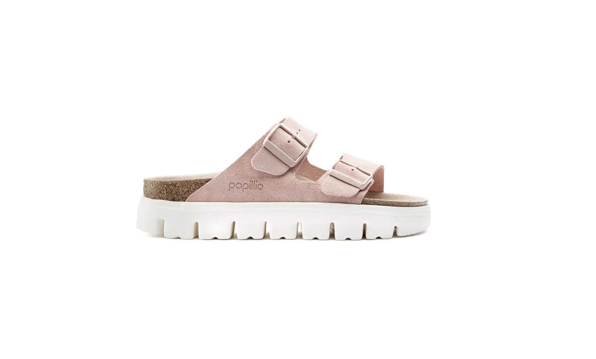 Birkenstock Arizona Platform Suede Leather Soft - Pink, Narrow