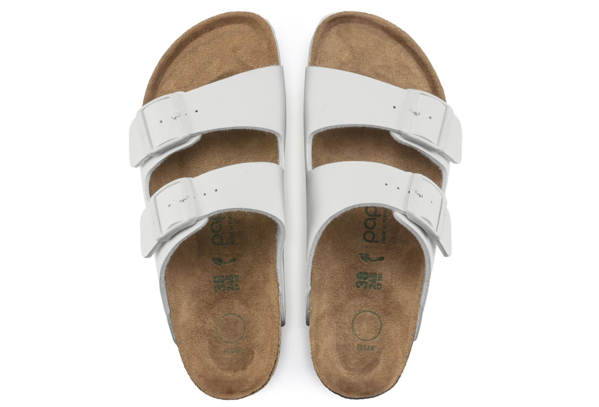 Birkenstock Arizona Platform Vegan Birko-Flor White Sandals - White, Narrow