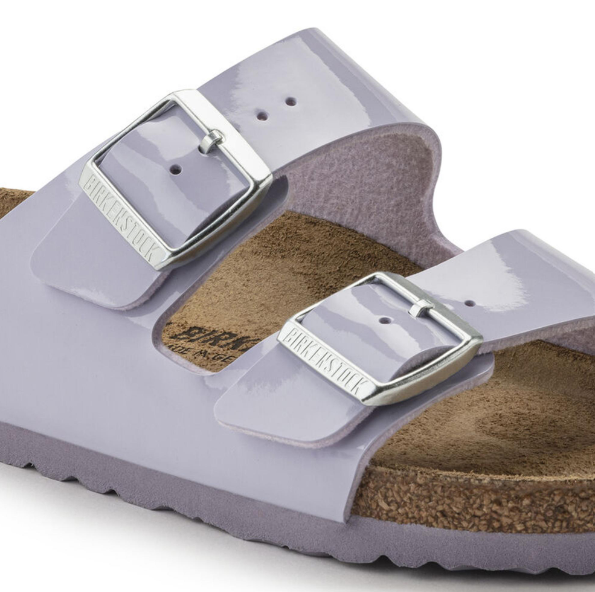 Birkenstock Arizona Birko-Flor Patent Purple Fog Sandals