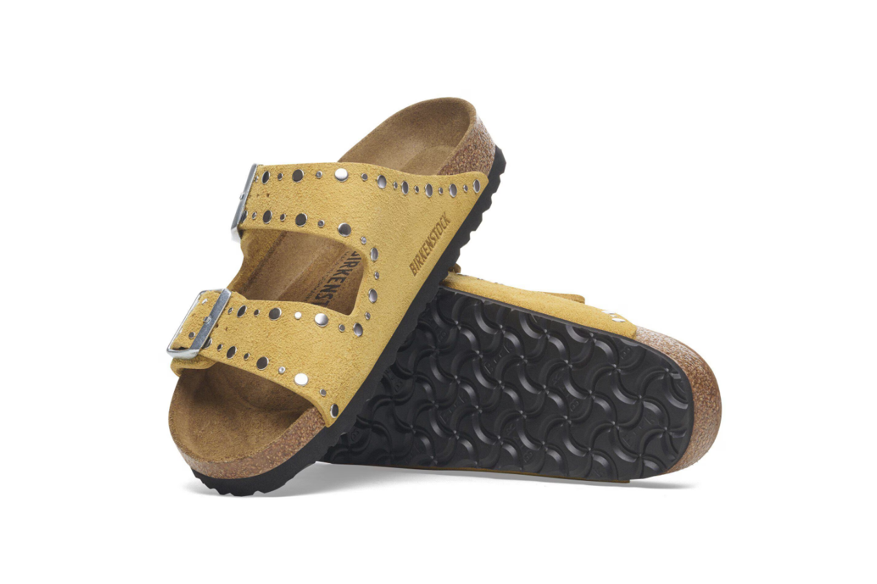 Birkenstock Arizona Rivet Suede Leather Sandals Ochre