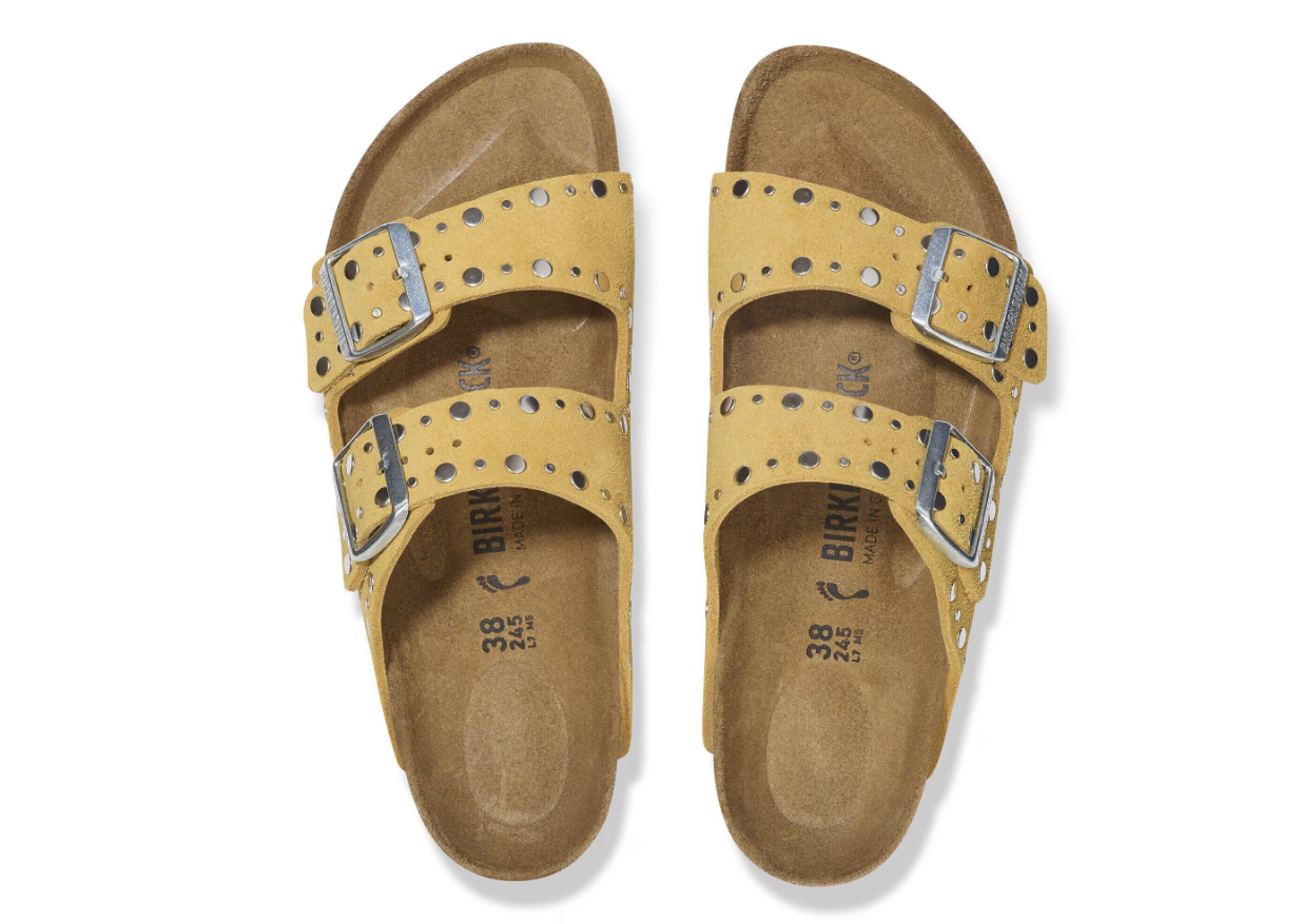 Birkenstock Arizona Rivet Suede Leather Sandals Ochre