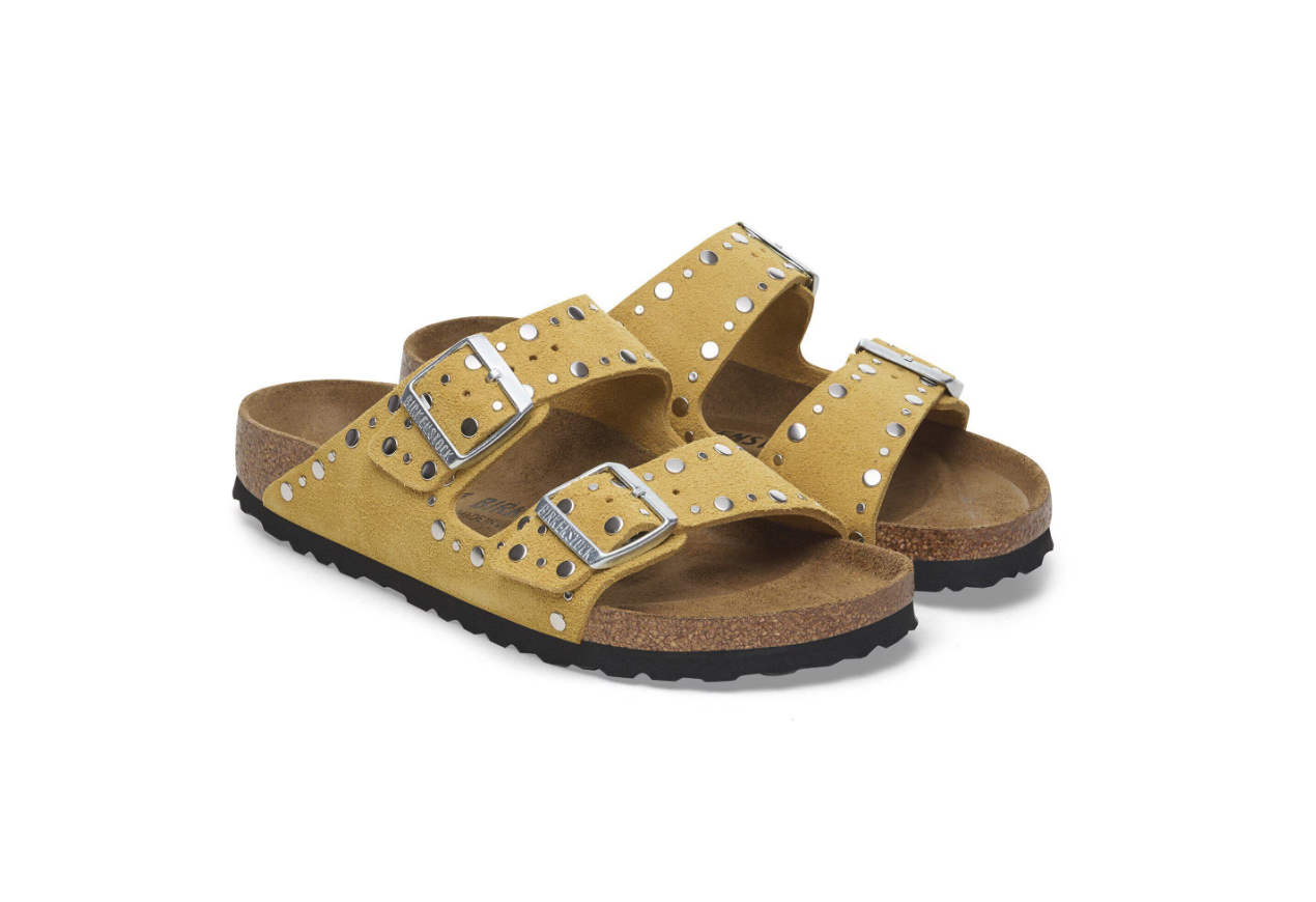 Birkenstock Arizona Rivet Suede Leather Sandals Ochre