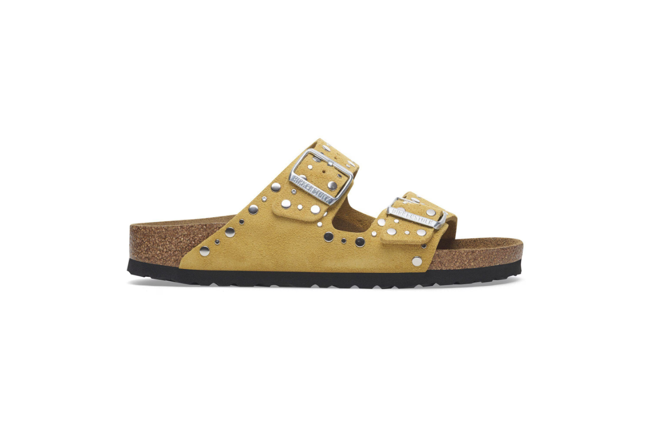 Birkenstock Arizona Rivet Suede Leather Sandals Ochre