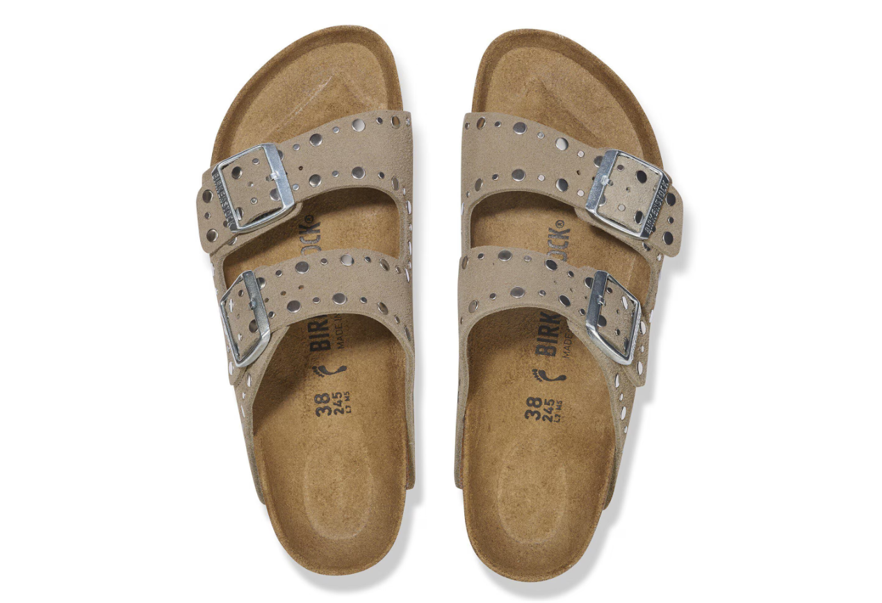 Birkenstock Arizona Rivets Suede Leather Taupe Sandals
