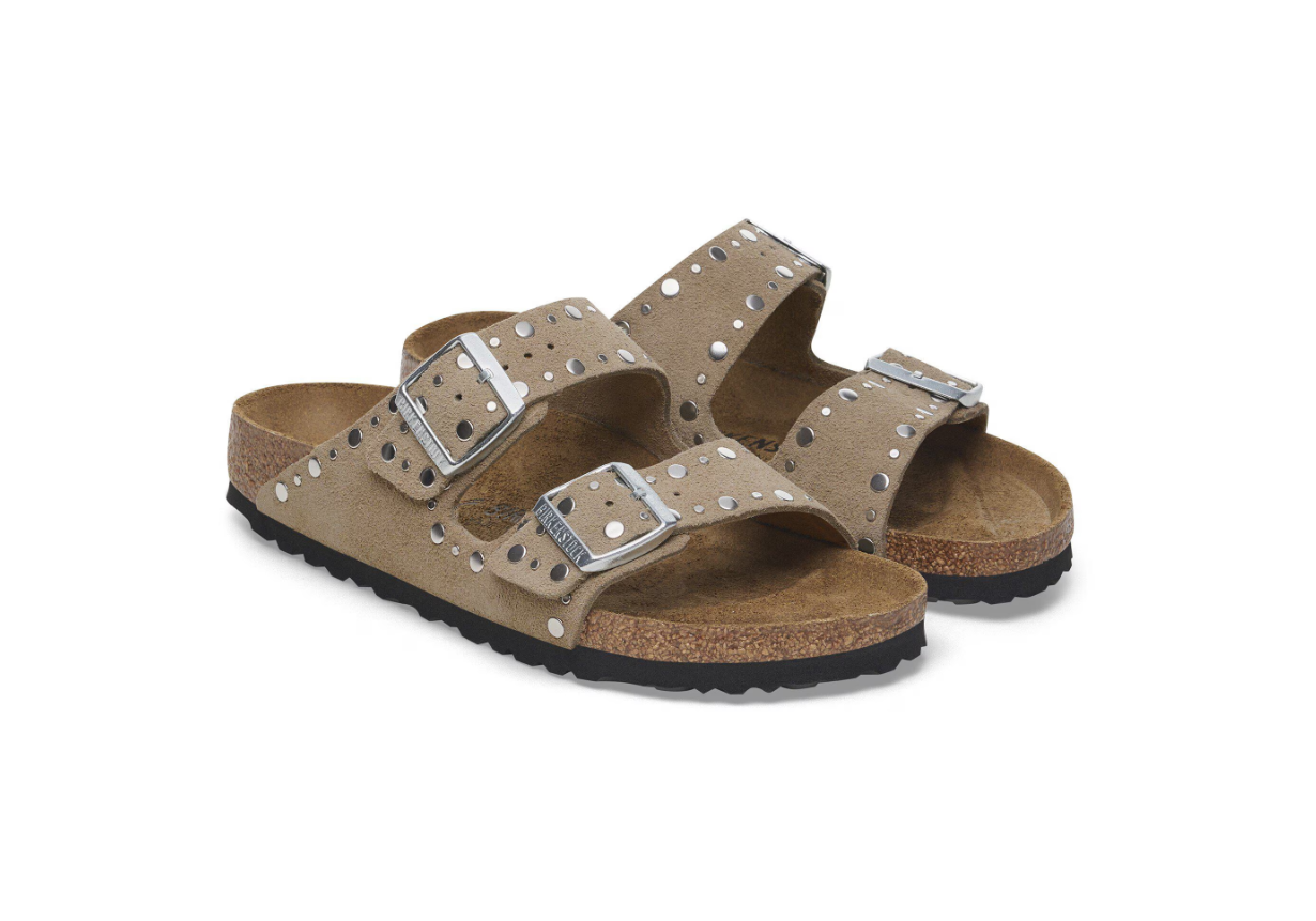 Birkenstock Arizona Rivets Suede Leather Taupe Sandals
