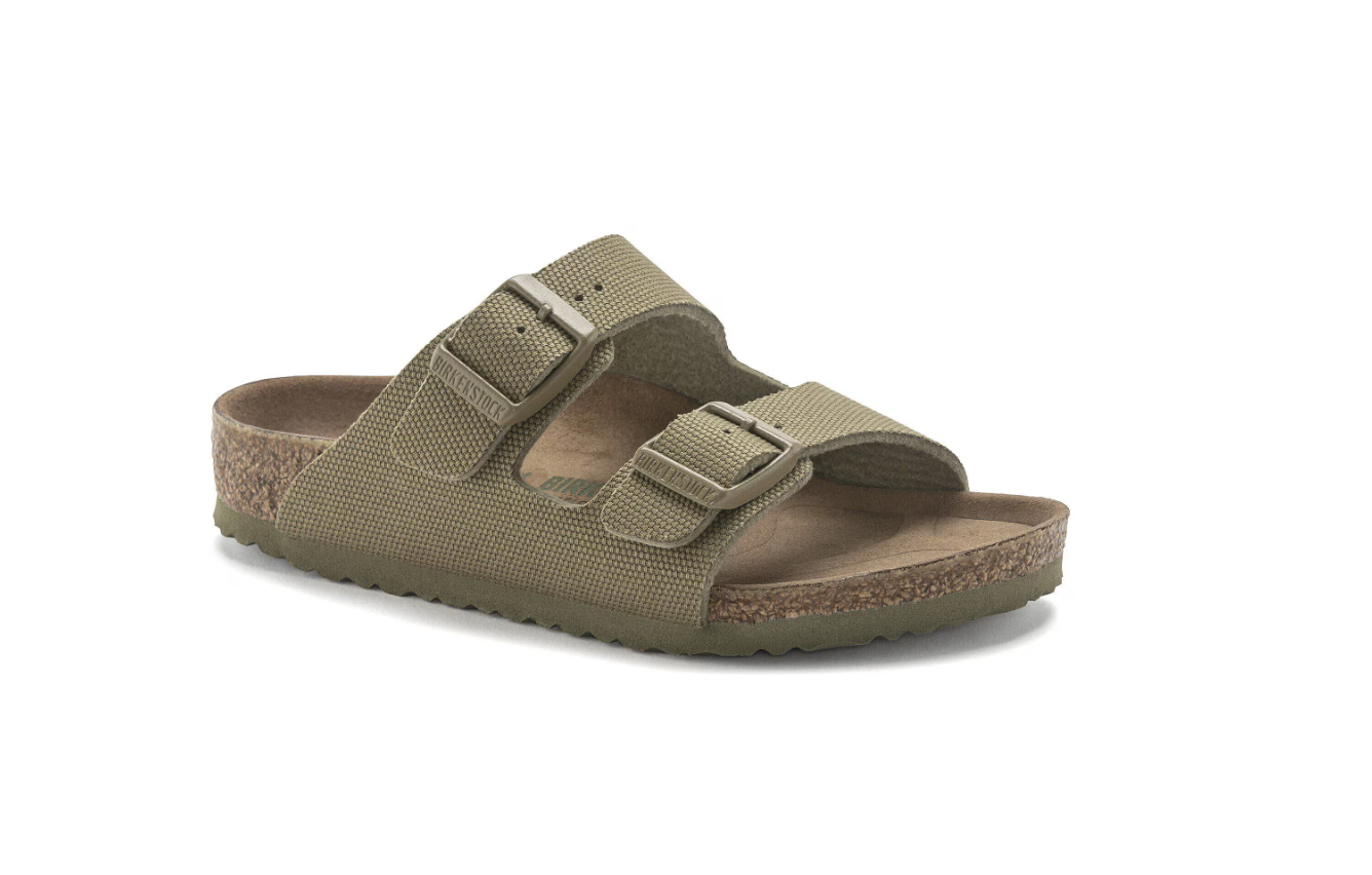 Birkenstock Arizona Kids Rivet Logo Textile Faded Khaki Sandals