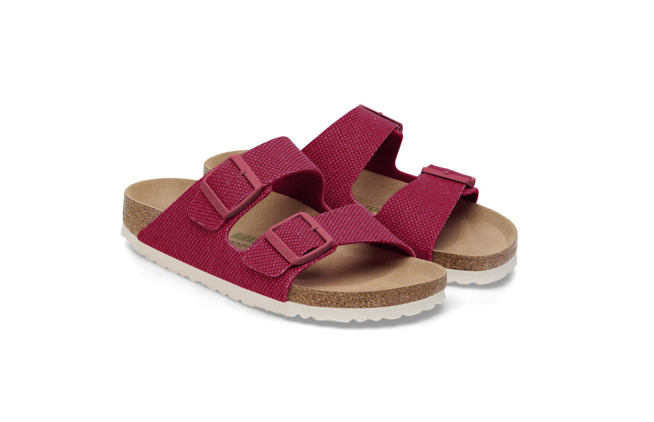 Birkenstock Arizona Rivet Logo Textile Vegan Canvas Fuchsia Tulip