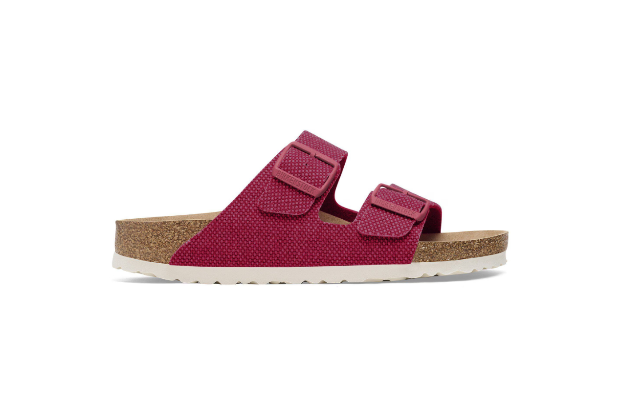 Birkenstock Arizona Rivet Logo Textile Vegan Canvas Fuchsia Tulip