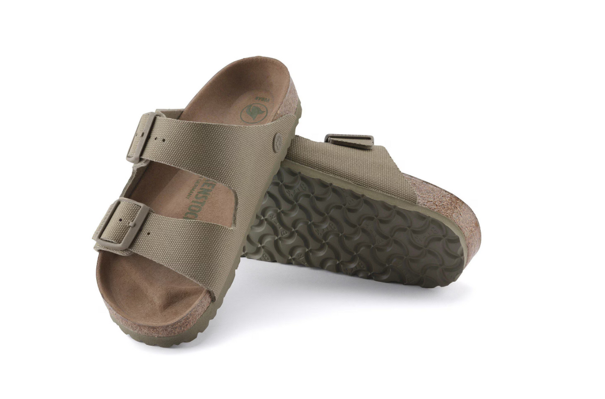Birkenstock Arizona Rivet Logo Vegan Textile Canvas  - Khaki, Narrow