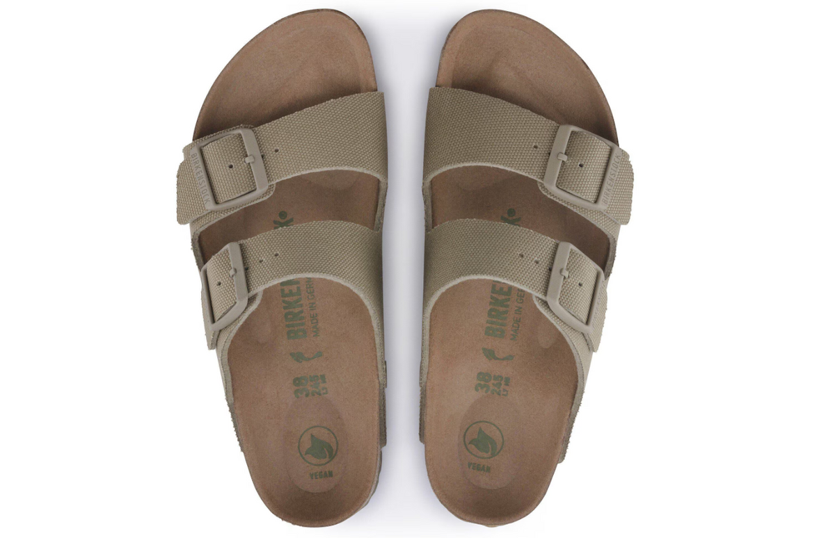 Birkenstock Arizona Rivet Logo Vegan Textile Canvas  - Khaki, Narrow
