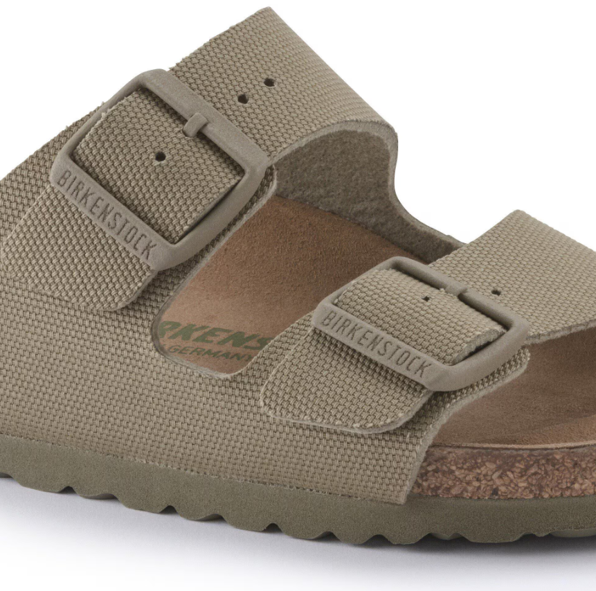 Birkenstock Arizona Rivet Logo Vegan Textile Canvas  - Khaki, Narrow