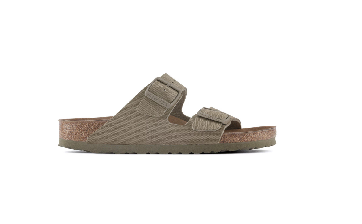Birkenstock Arizona Rivet Logo Vegan Textile Canvas  - Khaki, Narrow