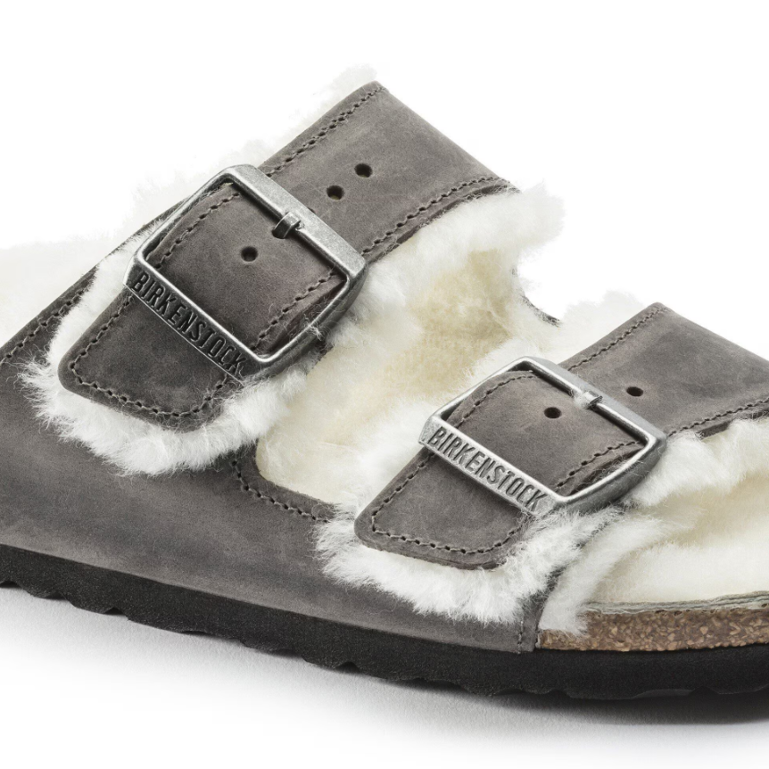 Birkenstock Arizona Shearling Oiled Leather Iron