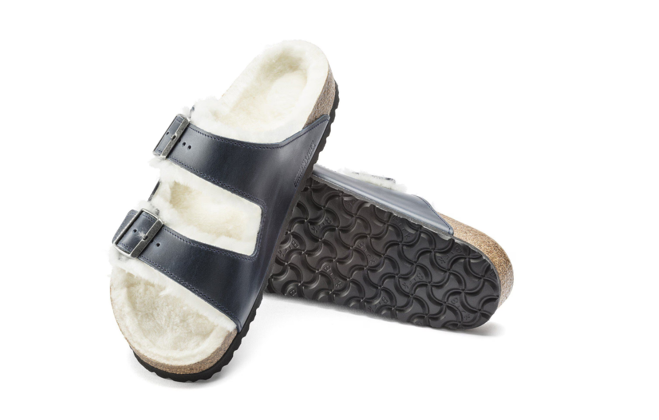 Birkenstock Arizona Shearling Oiled Leather Navy