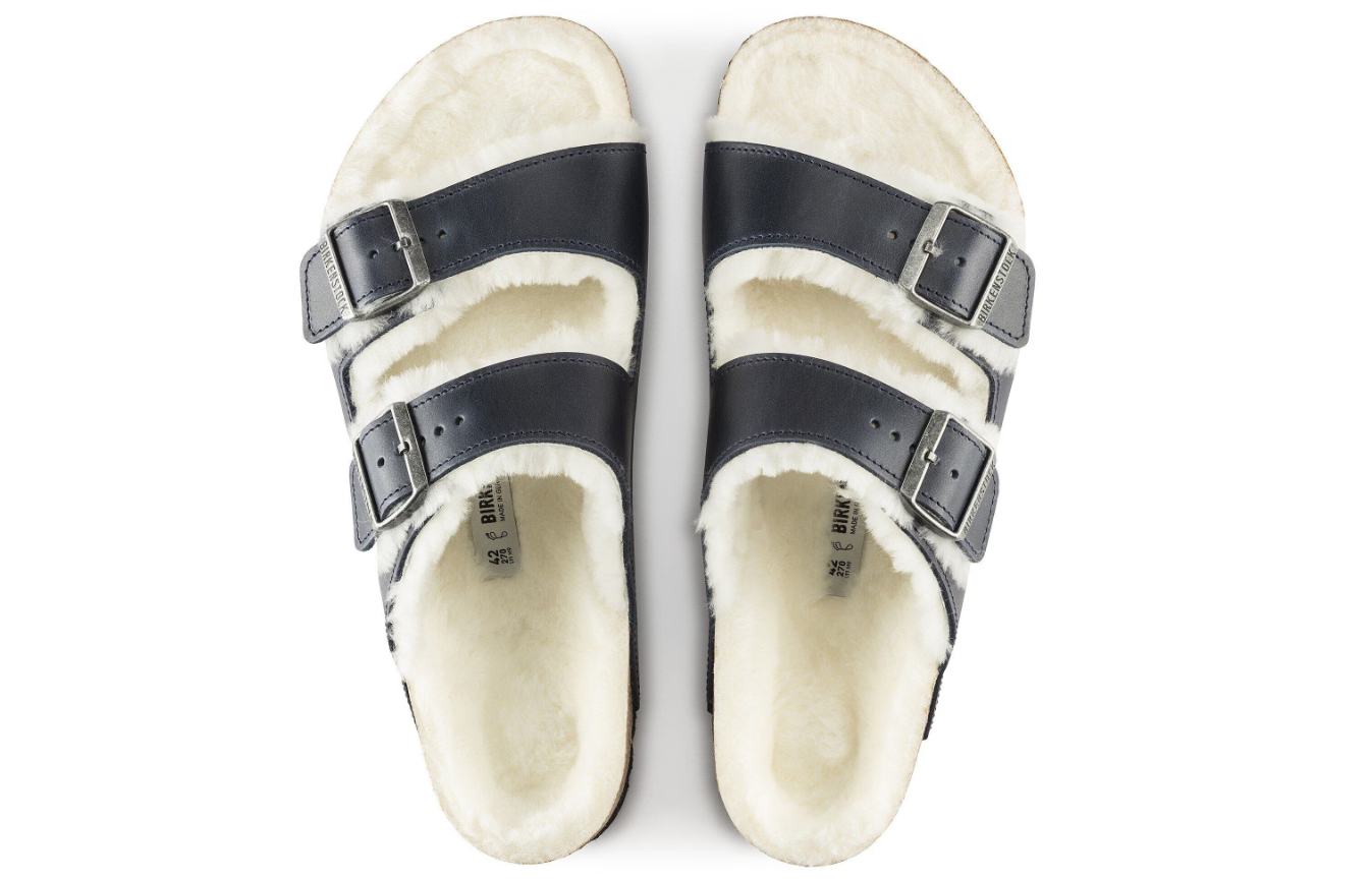 Birkenstock Arizona Shearling Oiled Leather Navy