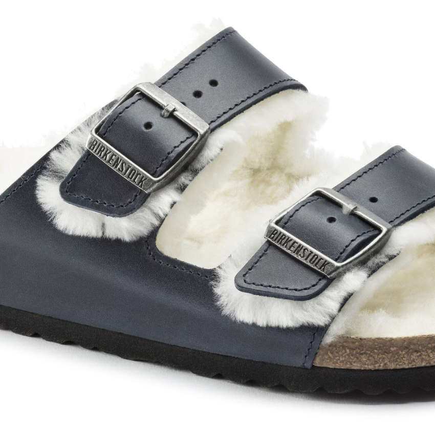 Birkenstock Arizona Shearling Oiled Leather Navy