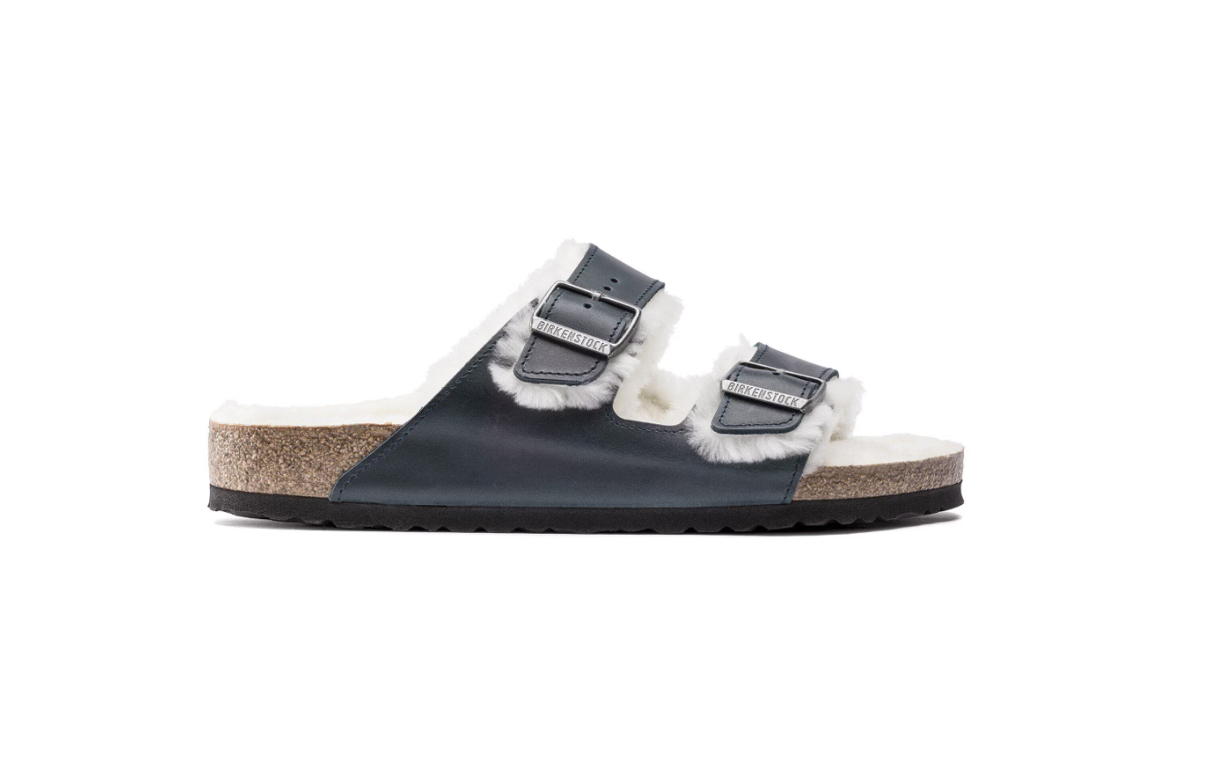 Birkenstock Arizona Shearling Oiled Leather Navy