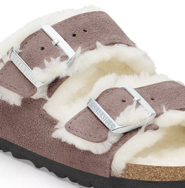Birkenstock Arizona Shearling Suede Leather Faded Purple