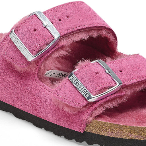 Birkenstock Arizona Shearling Suede Leather Fuchsia Tulip