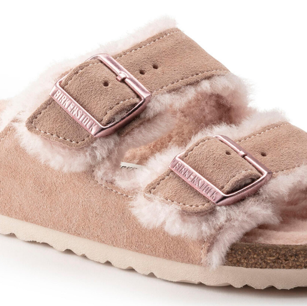 Birkenstock Arizona Shearling Suede Leather Light Rose