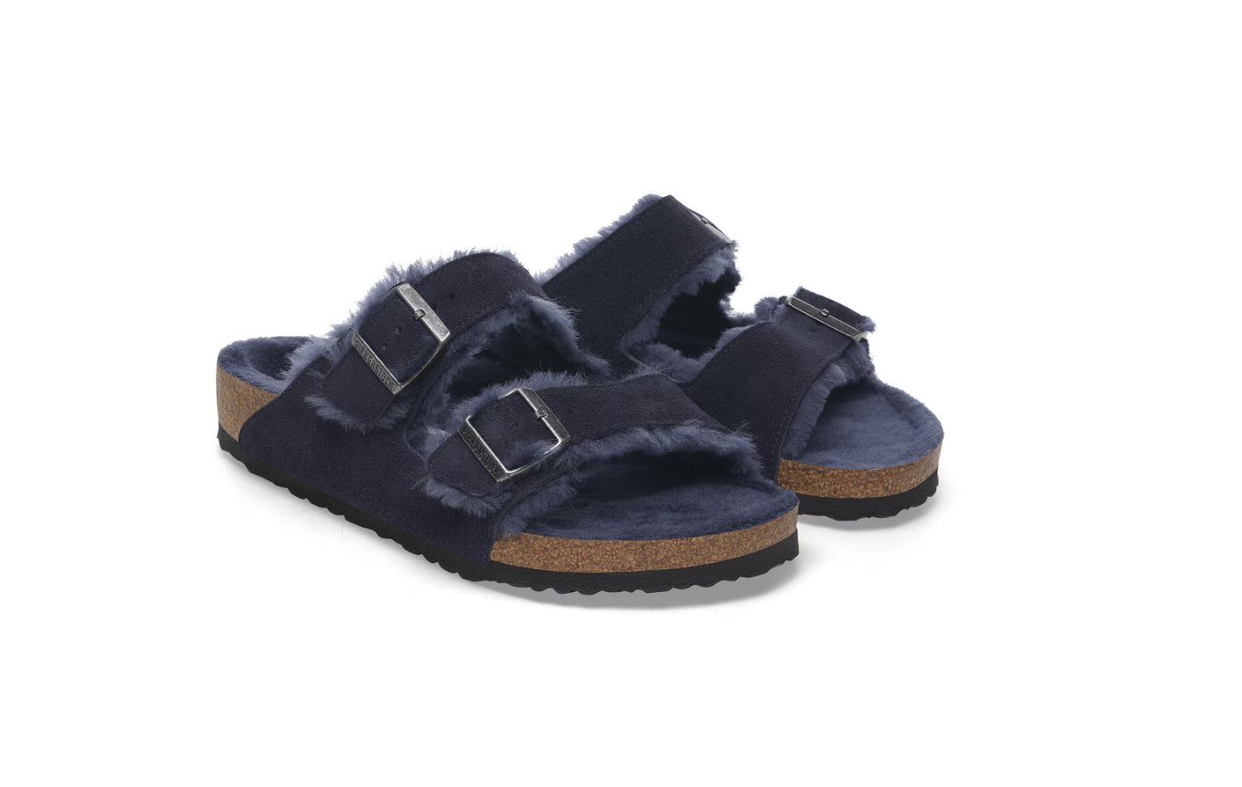 Birkenstock Arizona Shearling Suede Leather Midnight Blue
