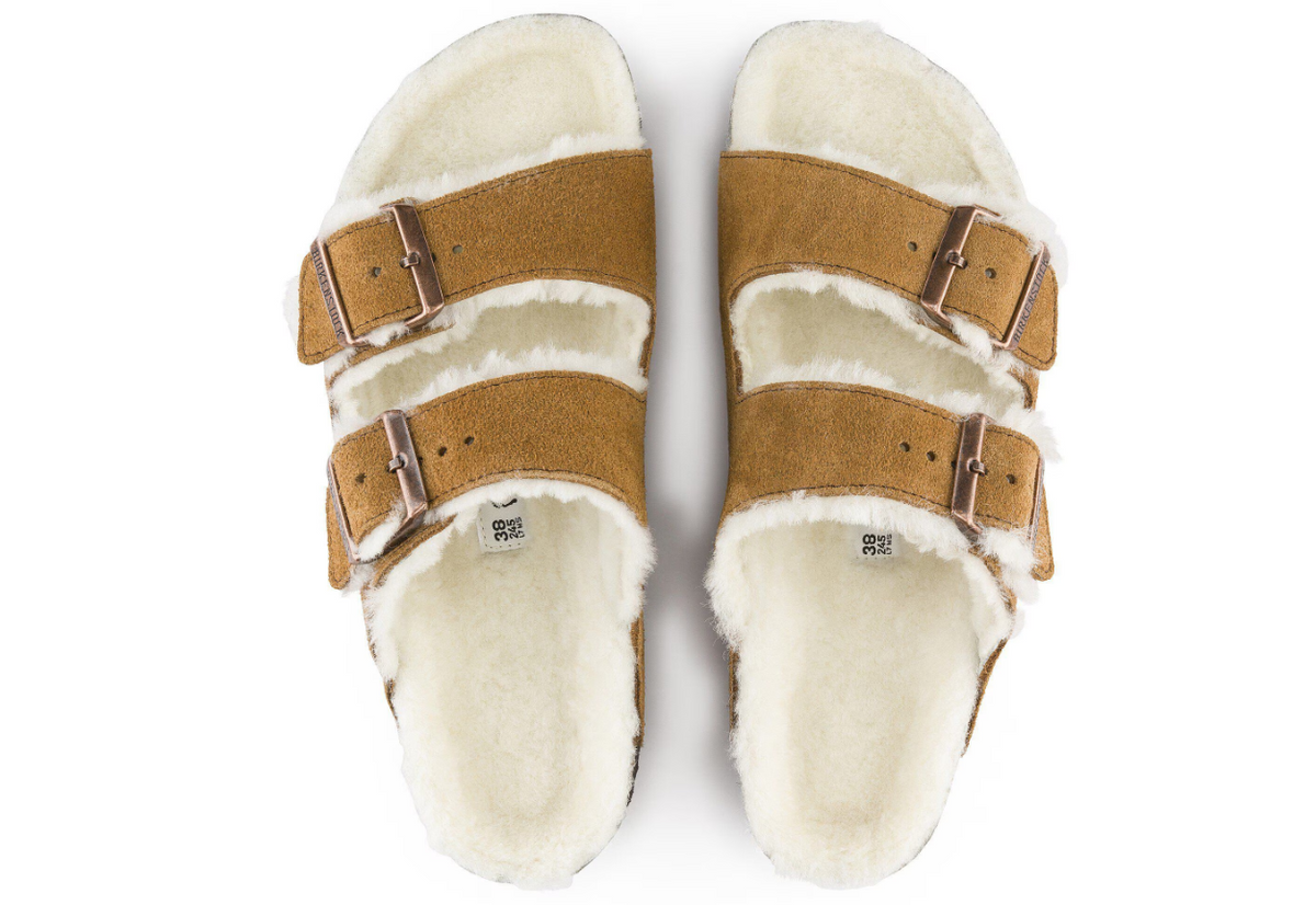 Birkenstock Arizona Shearling Suede Leather - MInk, Narrow