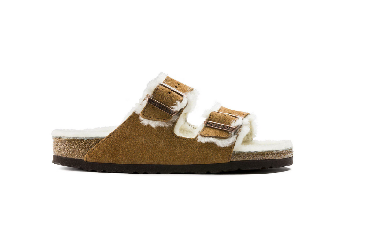 Birkenstock Arizona Shearling Suede Leather - MInk, Narrow